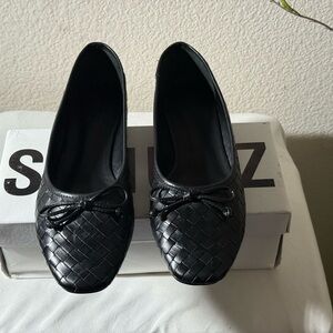 SCHUTZ Black Woven Flats with Bow